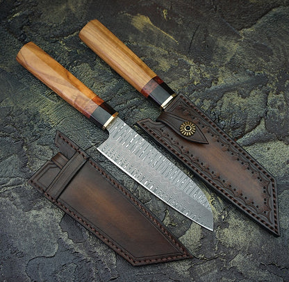 Damascus steel chef's knife