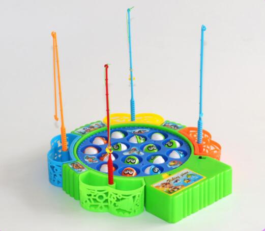 Electric music spinning fishing set baby puzzle toy wholesale boys and girls children fishing toys