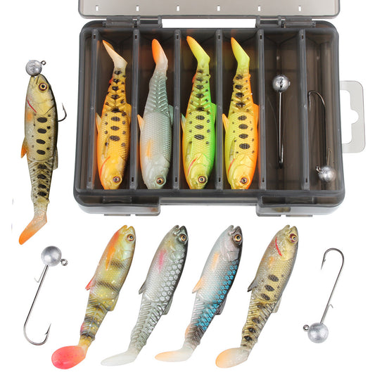 Spray Paint Fish-shaped Bionic Mimic Bait T-tail Road Sub-bait Set