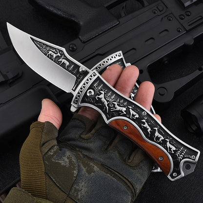 Outdoor Folding Blade Knife Engraved Heavy Duty Utility Tools