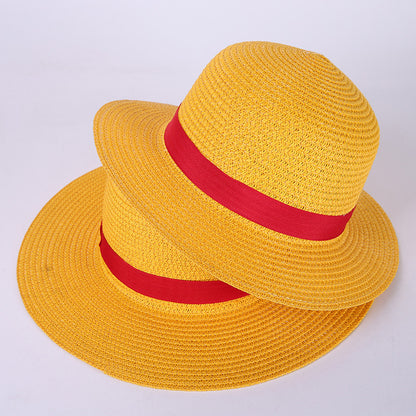 Luffy Anime Cosplay Straw Boater Beach Hat Halloween Sun Hat