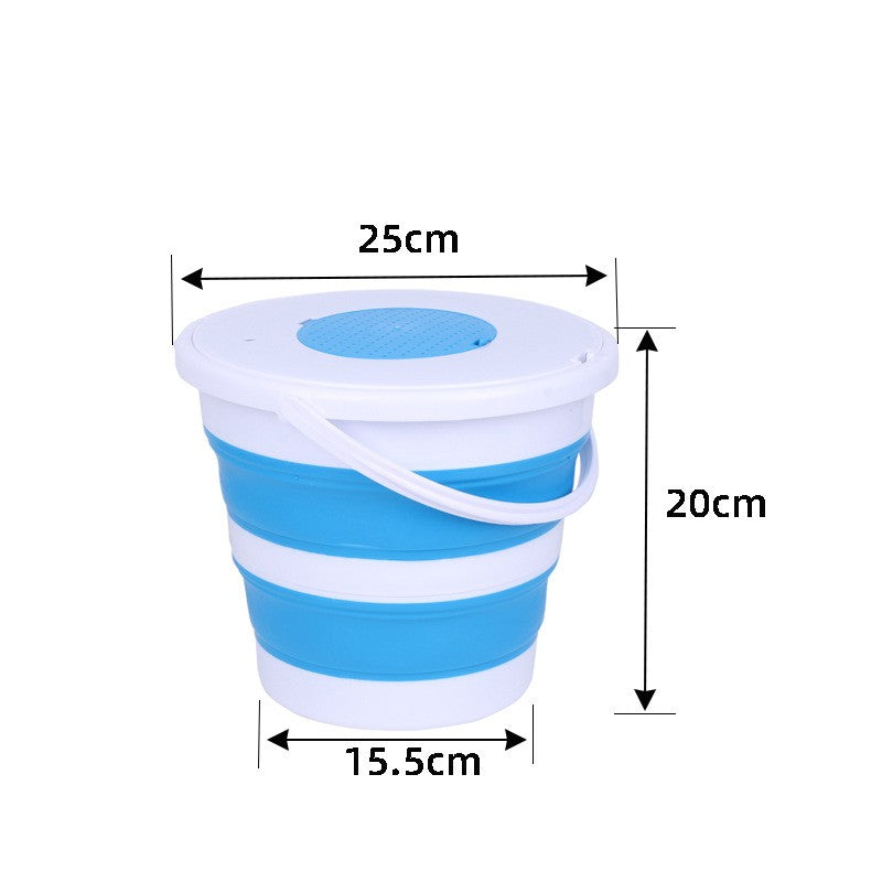 Folding Fishing Bucket With Double Cover And Single Ring