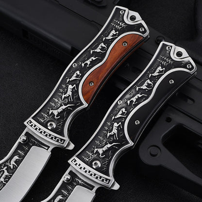 Outdoor Folding Blade Knife Engraved Heavy Duty Utility Tools