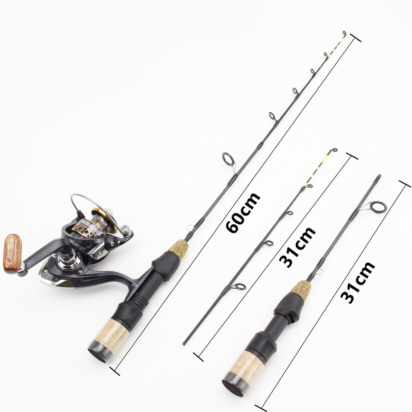 Double Tip Ice Fishing Winter Spinning Wheel Tackle Set Fishing Rod