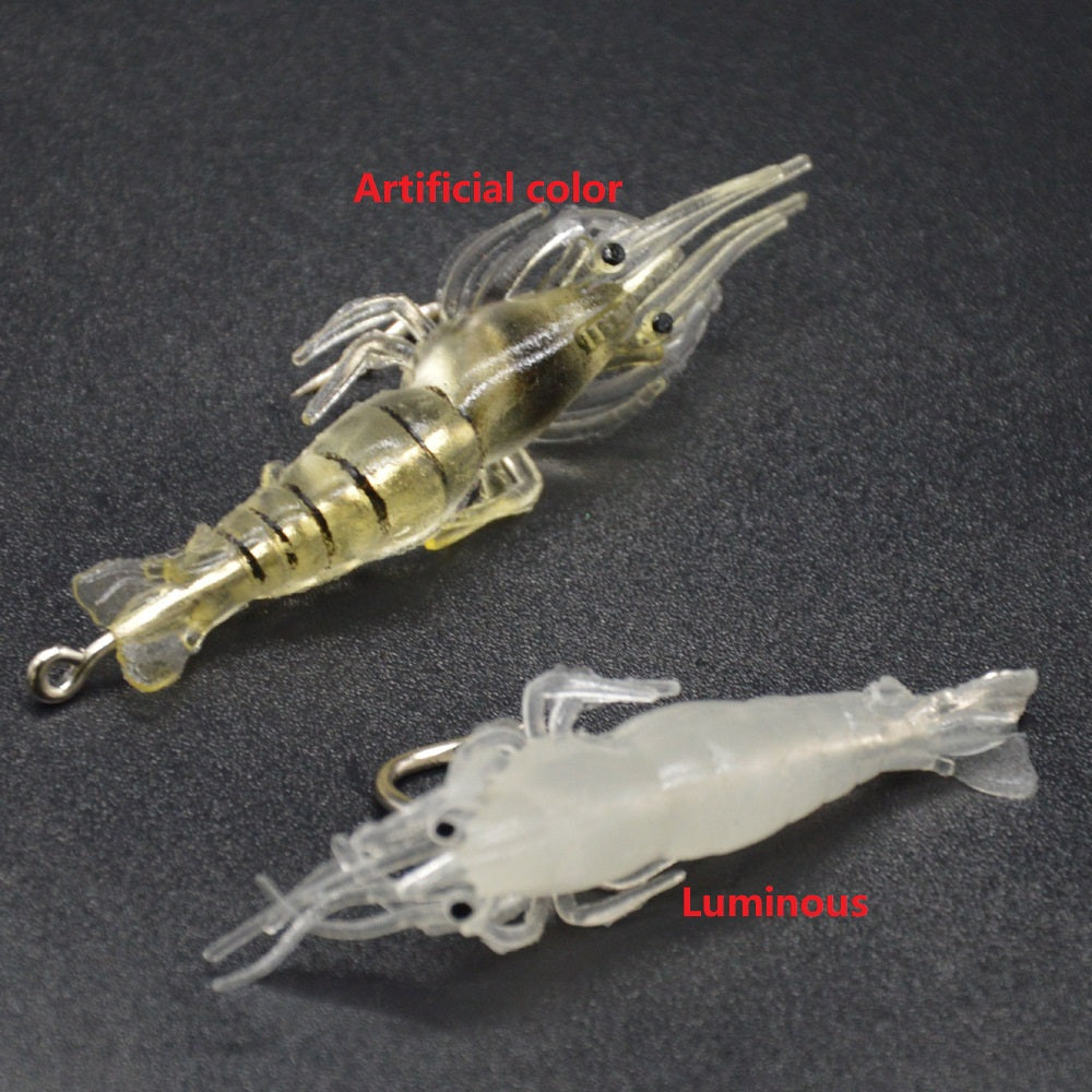 PVC 4cm Hooked Shrimp Luminous Lure