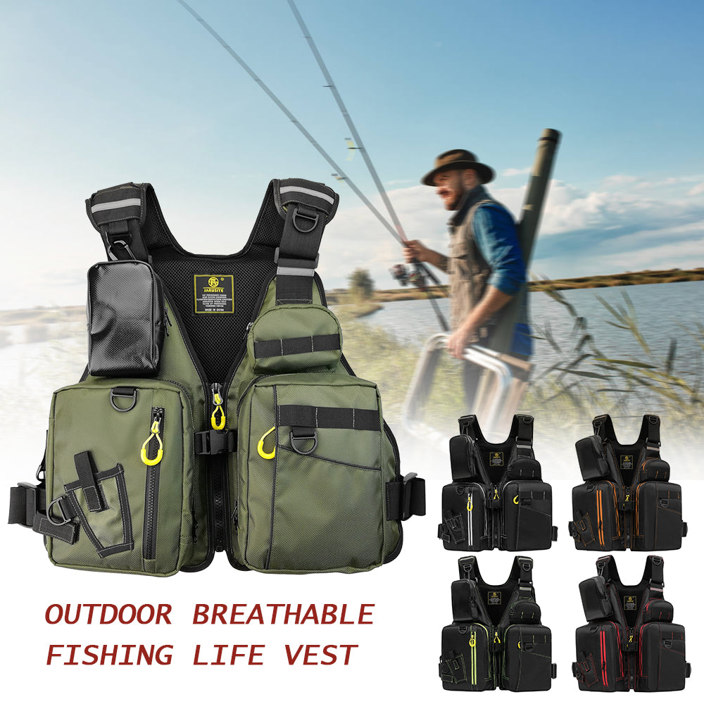 Waterproof Fishing Life Jacket Multi-Pocket Detachable Adult Buoyancy Vest