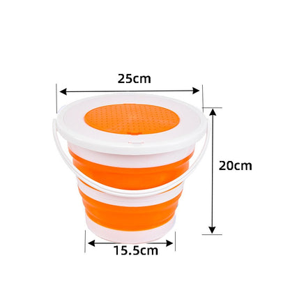 Folding Fishing Bucket With Double Cover And Single Ring