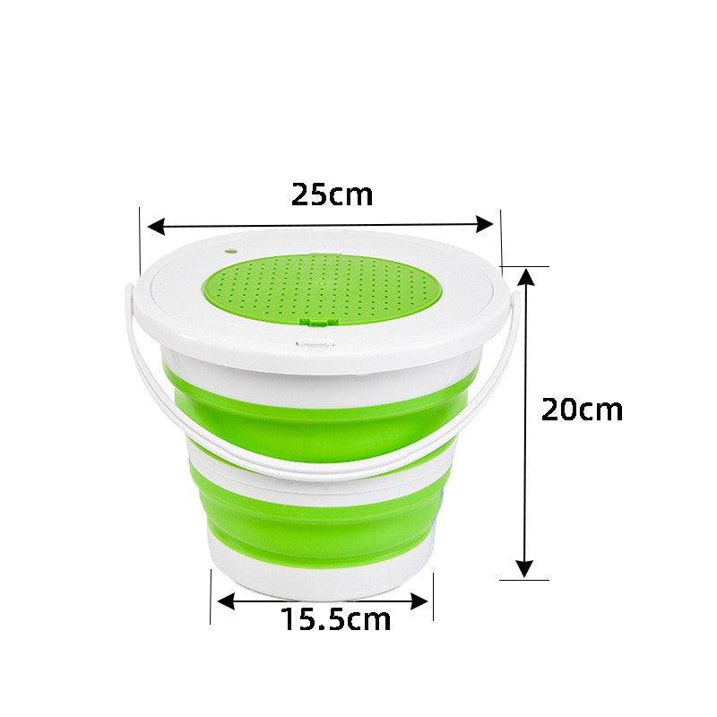 Folding Fishing Bucket With Double Cover And Single Ring