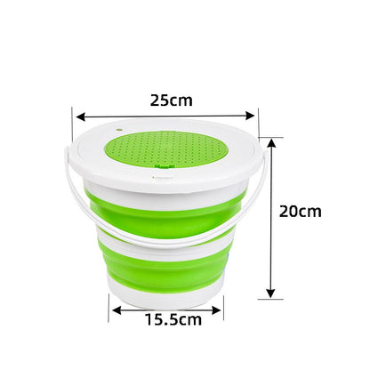 Folding Fishing Bucket With Double Cover And Single Ring