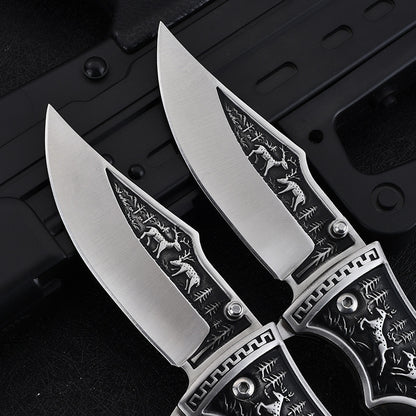 Outdoor Folding Blade Knife Engraved Heavy Duty Utility Tools