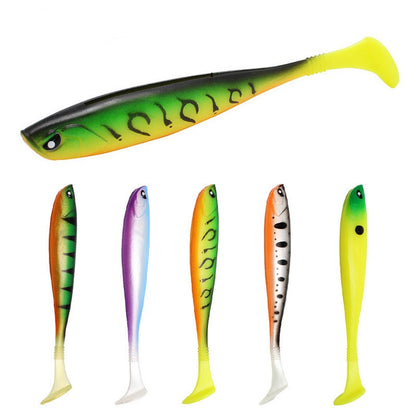 T-tail Soft Fish 13cm Back Notched Rainbow PVC Road Subbait False Bait