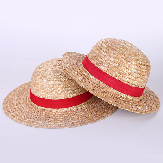 Luffy Anime Cosplay Straw Boater Beach Hat Halloween Sun Hat