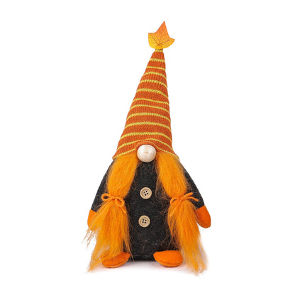 Thanksgiving Autumn Pumpkin colored Maple Leaf Gnome Decoration