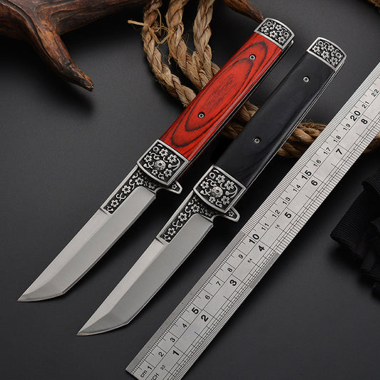 Wooden Handle Stainless Steel Folding Knife Outdoor Creative Promotion