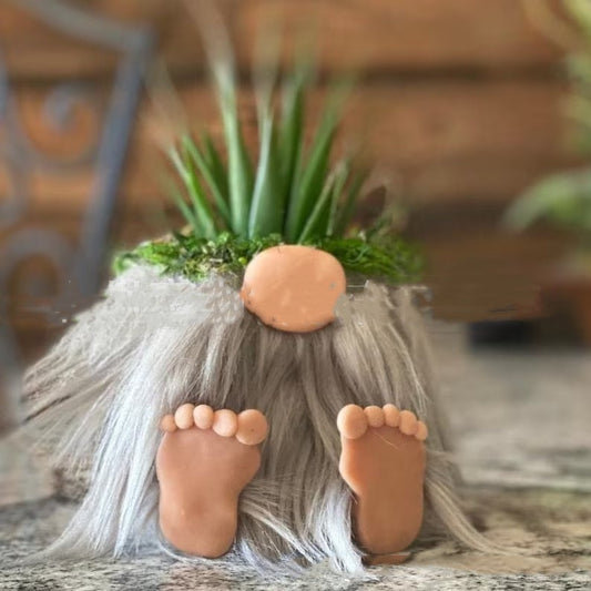 Magic Gnome With Feet Clay Planter