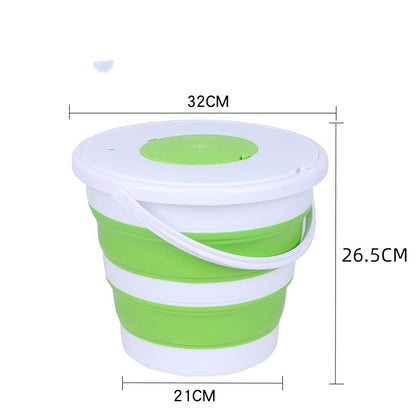 Folding Fishing Bucket With Double Cover And Single Ring