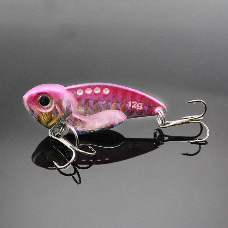 Zinc Alloy Vibrating VIB Laser Iron Plate Ship Fishing Luya Bait With Thickened Blood Trough Three Hooks