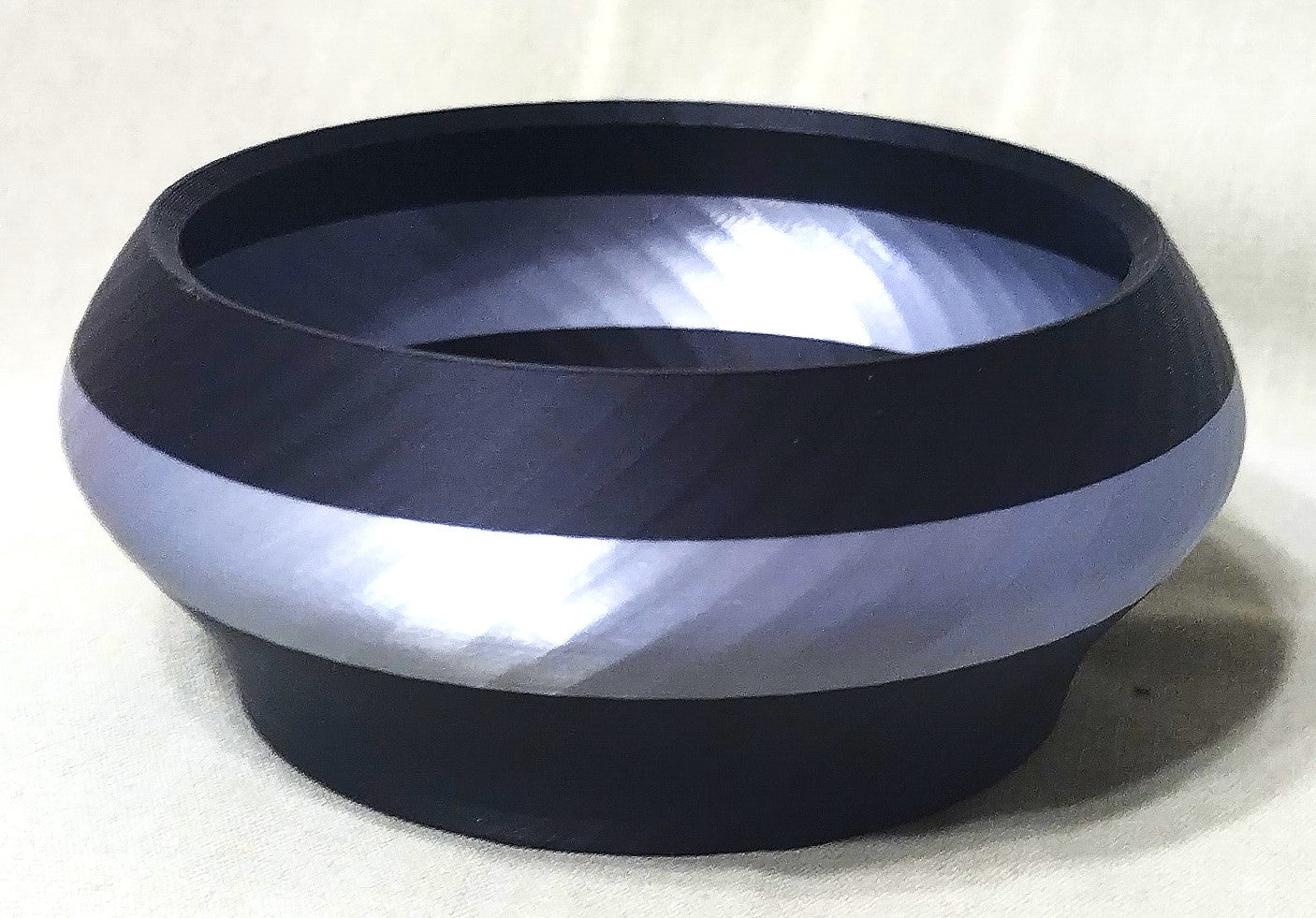 Small Black Matte with Silver Stripe Decor Bowl