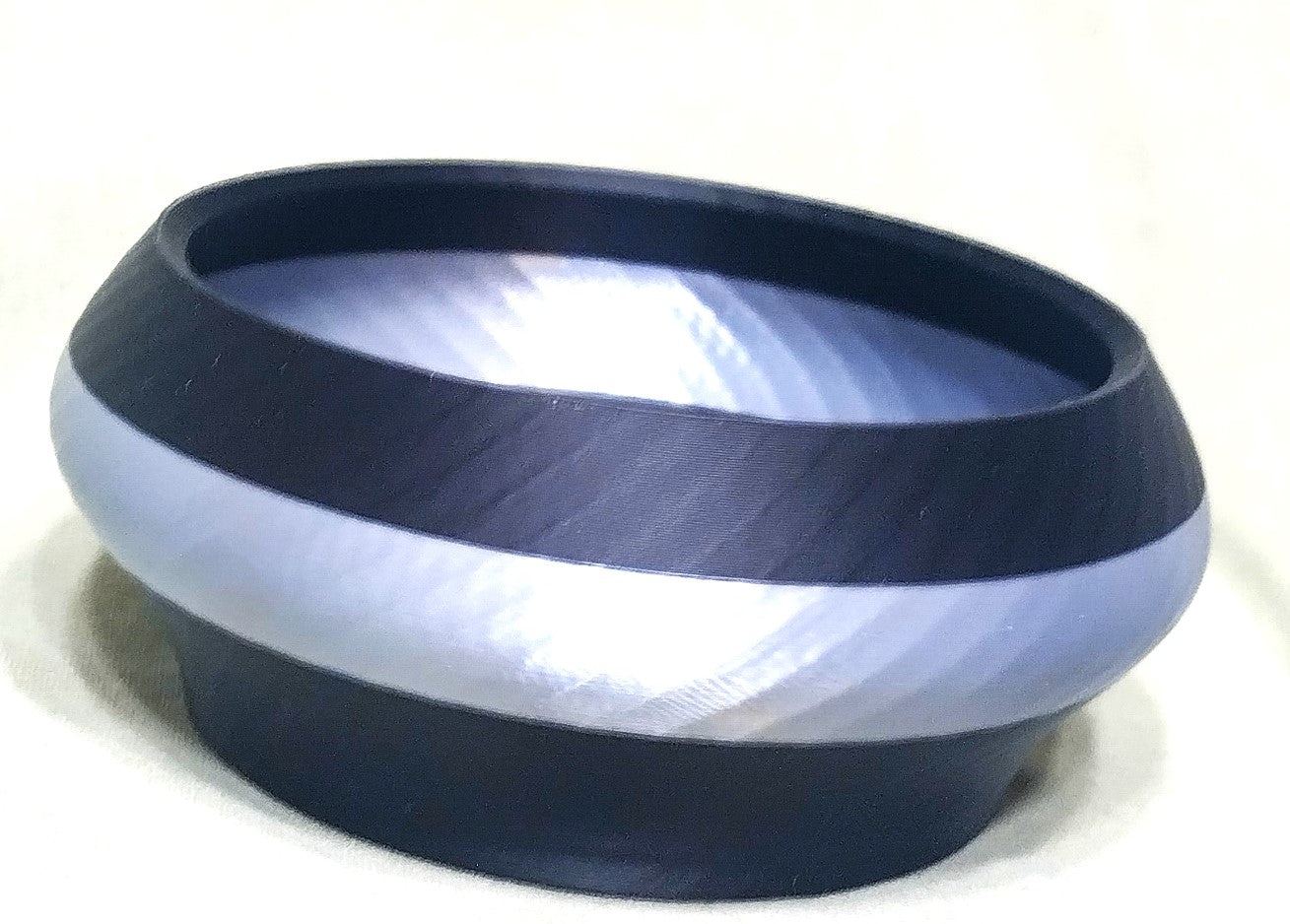 Small Black Matte with Silver Stripe Decor Bowl