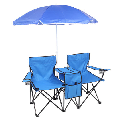 Portable 2-Seat Folding Chair with Removable Sun Umbrella!