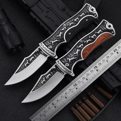 Outdoor Folding Blade Knife Engraved Heavy Duty Utility Tools