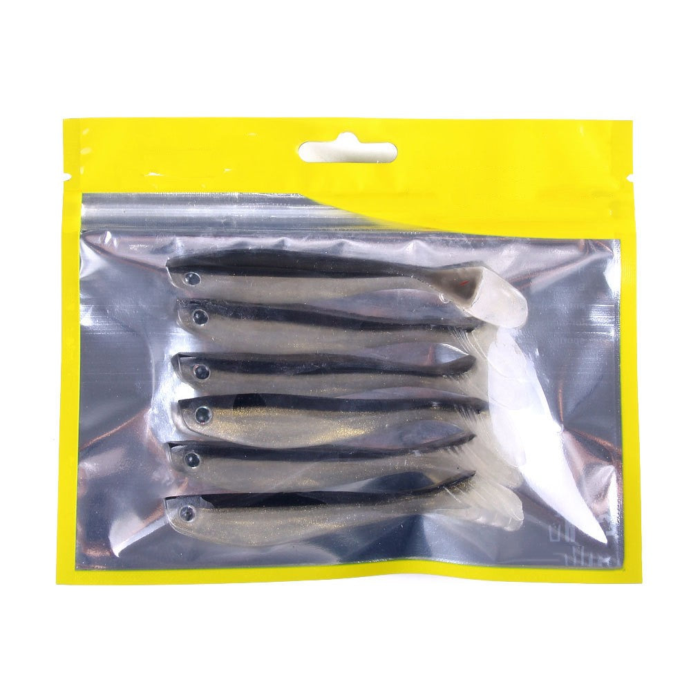 Luya Soft Bait Two-color Black Back 10cm 6 Strips Pack T Tail