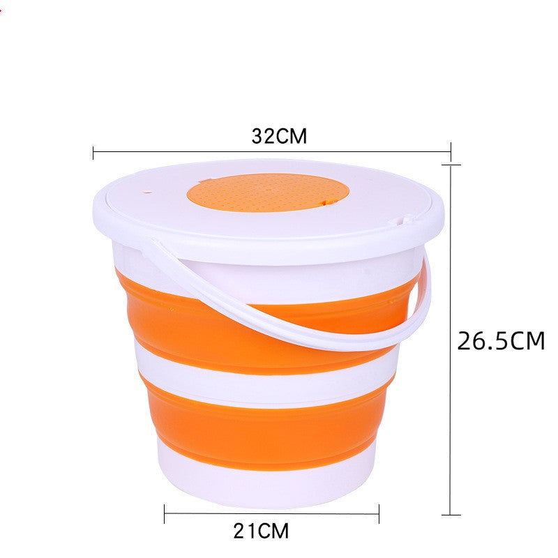 Folding Fishing Bucket With Double Cover And Single Ring