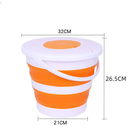 Folding Fishing Bucket With Double Cover And Single Ring