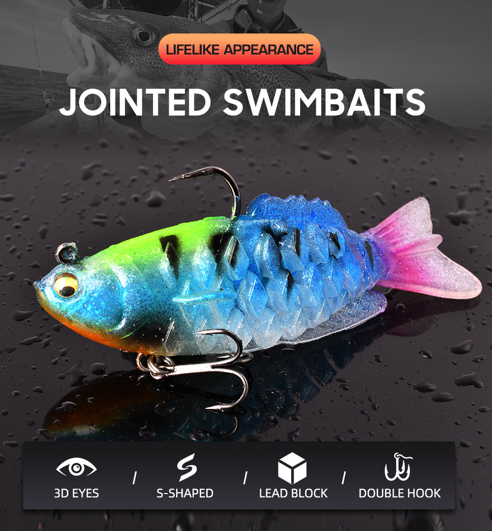 Soft Shad Bait Ultrasoft Multisection Silicone Jig Head Lure Dark Sleeper Swimbait For Bass Fishing