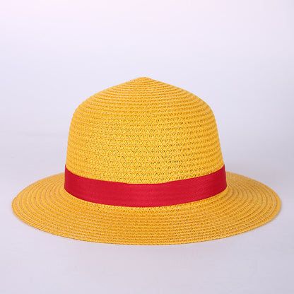 Luffy Anime Cosplay Straw Boater Beach Hat Halloween Sun Hat