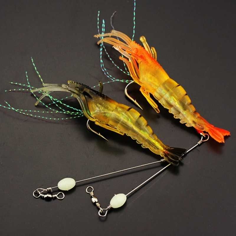 Sea Bass Soft Shrimp Shipwreck Black Fish Mouth Bionic Luminous Fake Bait Set Fishing Gear